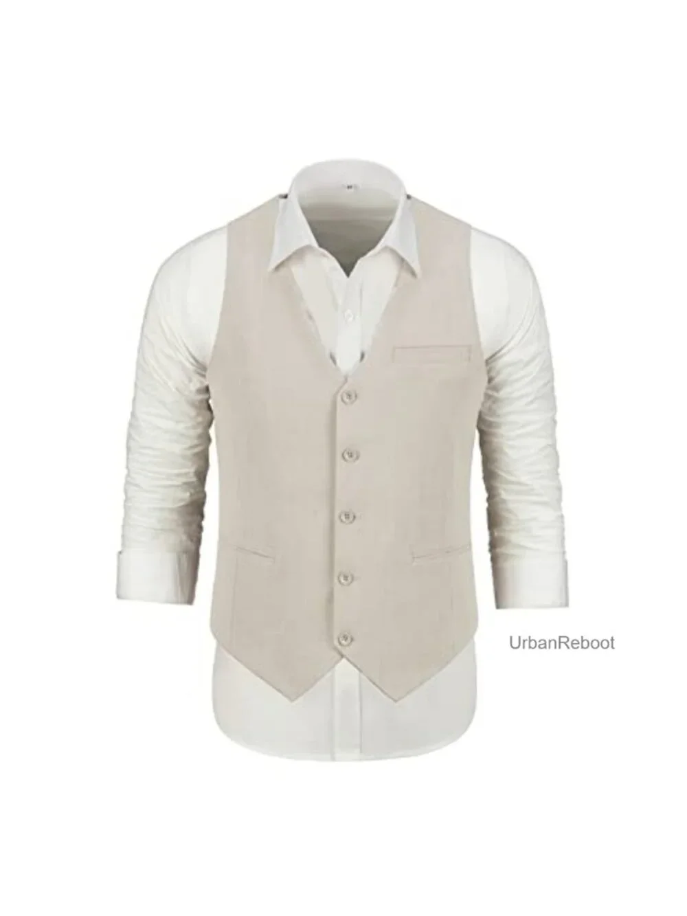 Men's Linen 2-Piece Suit Set Vest and Pants Slim Fit Wedding Grooms